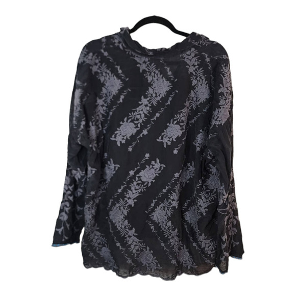 Johnny Was Long Sleeve Black Floral Embroidered Cupra Rayon Blouse m - Picture 5 of 9